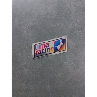 Tem dán chữ Uma Racing crom 9.5x3.7cm có sẵn keo dán