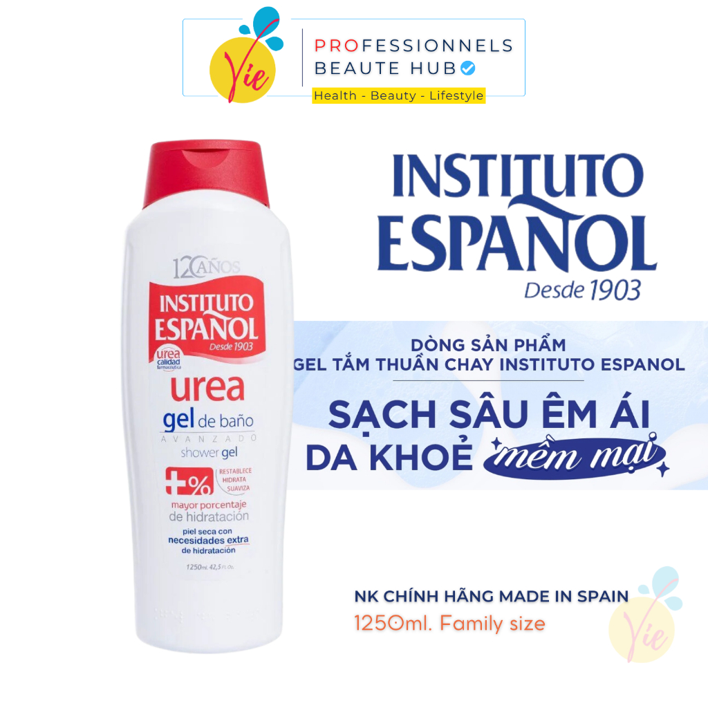 Gel Tắm INSTITUTO ESPANOL Urea Shower Gel 1250ml Giữ Ẩm Da, Phục Hồi Hàng Rào Bảo Vệ Da