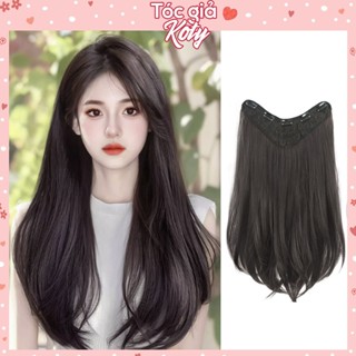 Tóc giả nửa đầu Highlight xám khói Koty Beauty, tóc giả kẹp thẳng line xám cho nữ