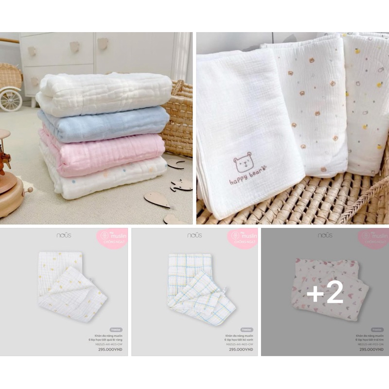(Nhùn nhùn)NOUS KHĂN TẮM XÔ NHĂN 6 LỚP MUSLIN của nous