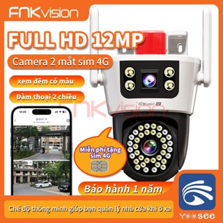 【Fnkvision CAMERA YOOSEE 2 MẮT 4G XÀI SIM – 12MP – XEM 2 KHUNG HÌNH - MẪU CHỐNG NƯỚC XOAY 360 ĐỘ