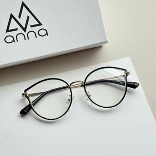 Gọng kính cận thời trang nam nữ ANNA kim loại dáng tròn bầu unisex cá tính OL 23001