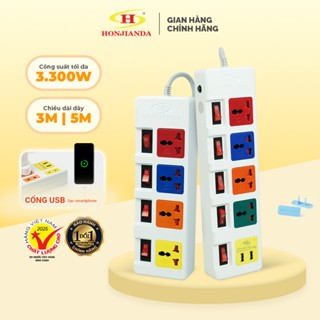 Ổ Cắm Điện Đa Năng HONJIANDA Sạc Nhanh TYPE-C USB PD20W Mã 06, Chịu Tải 3300W, Cầu Chì Tự Ngắt