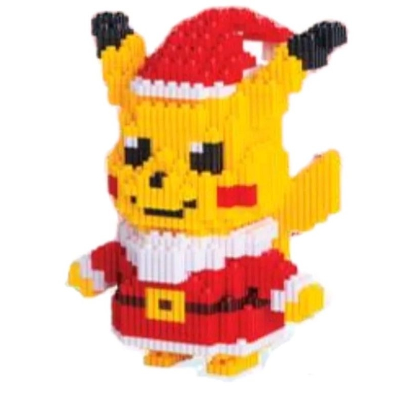 Lego Mô Hình 3D. Pikachu Noel. cao 18 cm.Tặng Keo-Đèn Và Búa Lắp Ráp.