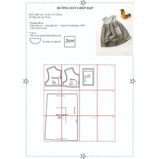 Rập giấy A0 mã R422 - đầm tay liền cho bé