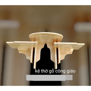 Kệ thờ gỗ thông kiểu mới 3 tầng (sole đôi) nhiều size 60cm 70cm 80cm bàn thờ công giáo, ông bà