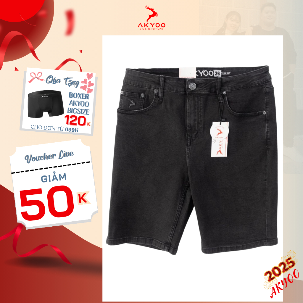 Quần Sooc Jean Big Size Nam 80-140kg AKYOO - Chất Jean Mền Mại Co Giãn 04 Chiều - SJ XAM B16