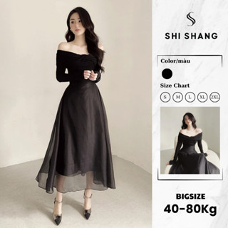  Set thiết kế Bigsize set áo nhũ kim sa kèm chân váy cạp cao SIẾT EO Shi Shang 