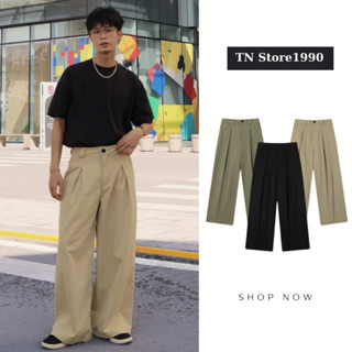 Quần Kaki Nam Ống Rộng Xếp Ly Nhật Bản Cao Cấp, Vải Đẹp Mềm Thoáng Mát, Chun Nửa Lưng Co Dãn - Q01