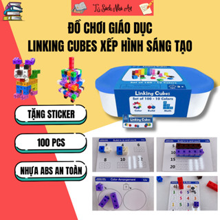 Đồ Chơi - Linking Cubes xếp hình sáng tạo, Number Blocks bé tư duy học Toán tặng Sticker