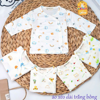 Áo Tay Dài/ Tay Ngắn Màu Trắng Vải Thun Lạnh Cao Cấp Minky Mom In Hình Động Vật Cho Bé sơ sinh Từ 3-8kg
