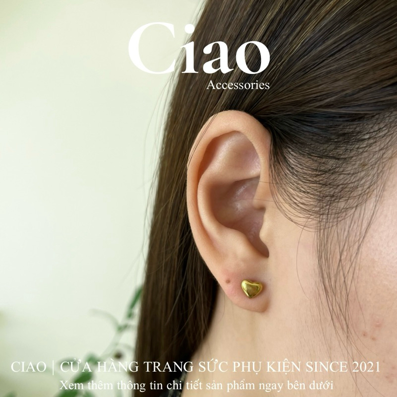 [HOẢ TỐC 1H] Khuyên tai/ Bông tai titan không gỉ thiết kế hình tim nhỏ đơn giản trendy Heart Ciao