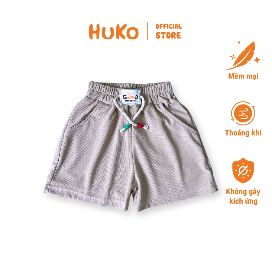 Quần Ngắn Cho Bé Trai Huko HQ23_C Nâu, Chất Vải Bền Màu, Ít Nhăn, Phù Hợp Mọi Hoạt Động