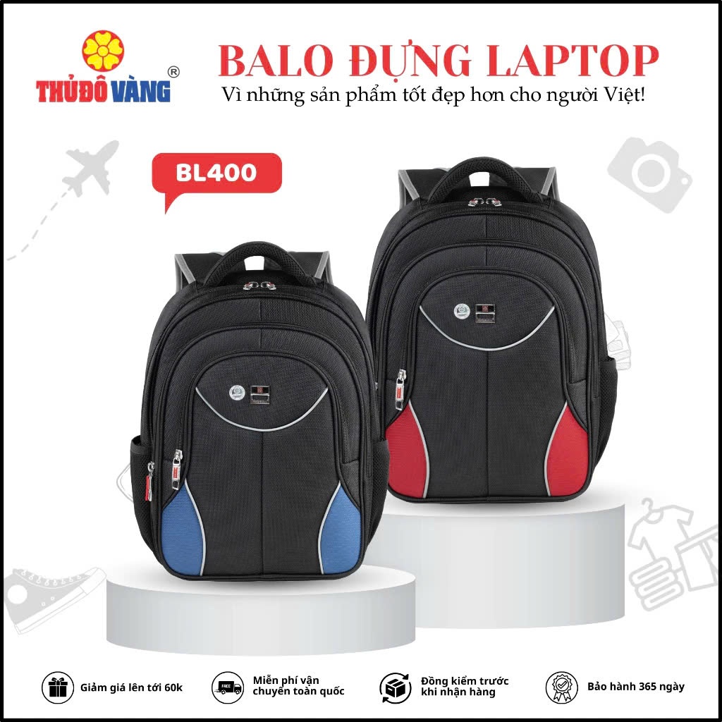 Balo Nam Nữ THỦ ĐÔ VÀNG  size nhỏ Đi Làm, Đi Học, Đi Du Lịch bảo vệ Laptop chống sốc BL400
