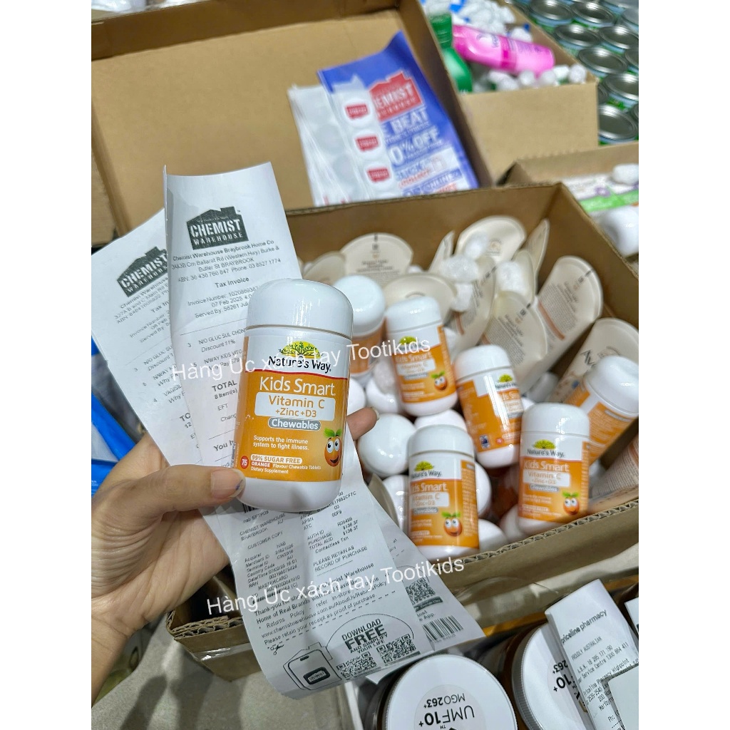 [NỘI ĐỊA ÚC ĐỦ BILL] Viên nhai Nature’s Way Kids Smart Vitamin C ZinC D3 Chewable tăng đề kháng cho 