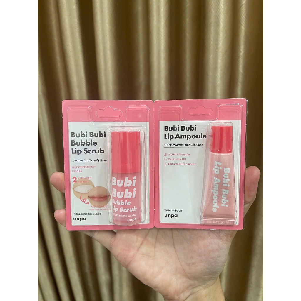 Tẩy Tế Bào Chết Môi & Son Dưỡng Môi Unpa Bubi Bubi Bubble Lip Scrub & Lip Ampule Hàn Quốc 10ml