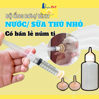 Bộ Núm Ti Silicone, Bộ Bình Sữa, Xi Lanh Bơm Sữa Cho Chó Mèo Con & Thú Nhỏ - Superpet