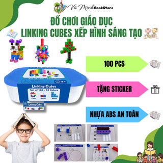 Đồ Chơi - Linking Cubes xếp hình sáng tạo, Number Blocks bé tư duy học Toán tặng Sticker