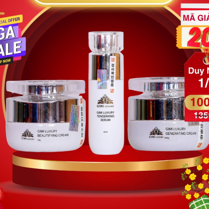 NPP Chính Hãng 100% ComBo Bộ 3-Nắng-Serum-Đêm GiMi Luxury Hàn Quốc,bảo vệ da,dưỡng trắng,phục hồi