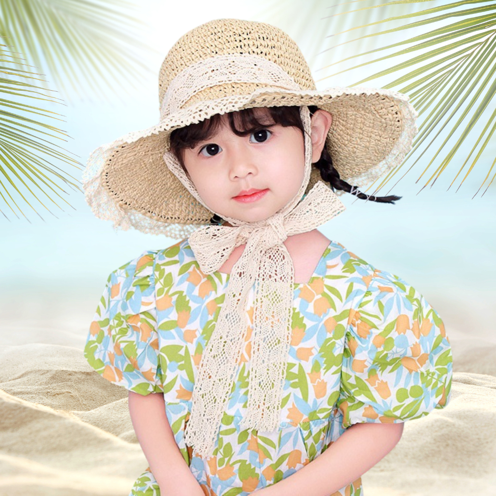 Mũ Cói Đi Biển Kahats Rộng Vành Phối Ren Xinh Xắn Cho Nữ Gấp Gọn Tiện Lợi Không Bị Mất Form | BigBuy360 - bigbuy360.vn