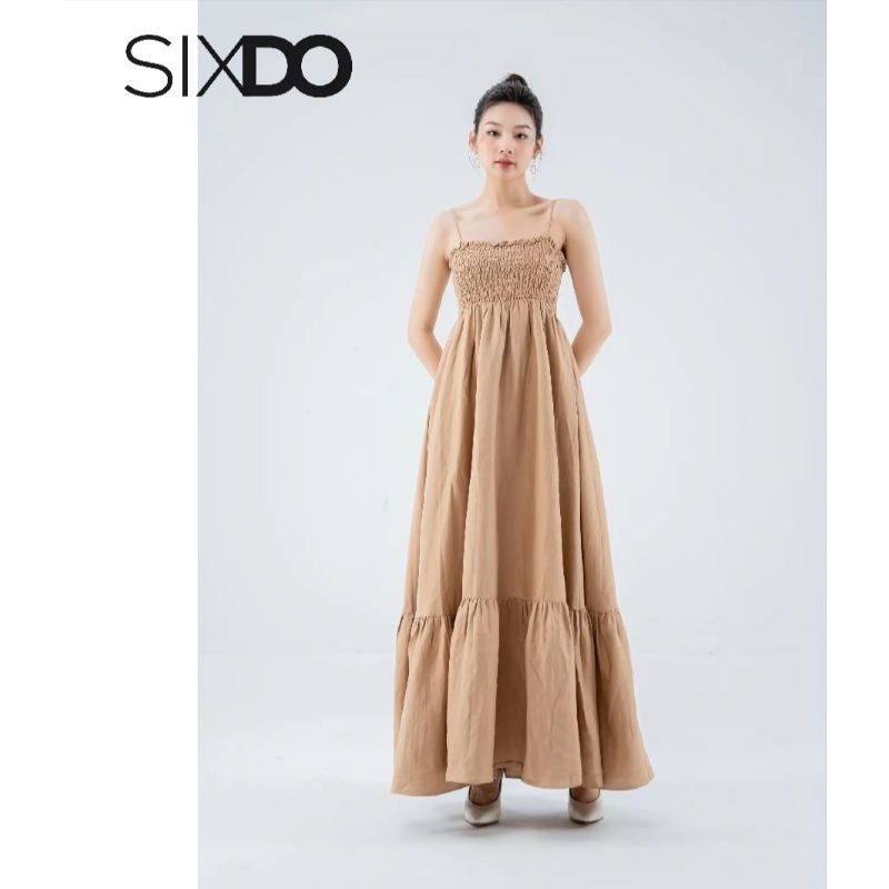 Pass Đầm hai dây linen dáng dài SIXDO size S