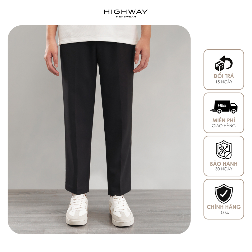 Quần âu nam ống baggy dáng ngắn Highway (Menswear) Ash