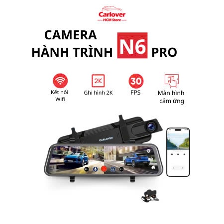 Camera hành trình ô tô N6 Pro Carlover Full HD 2k có wifi kết nối với điện thoại, có tính năng ADAS 