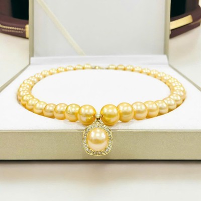 Chuỗi Ngọc Trai Vàng 12ly Có Mặt Treo Xinh Xắn, Sang Trọng - Ngọc Trai Trường Thịnh