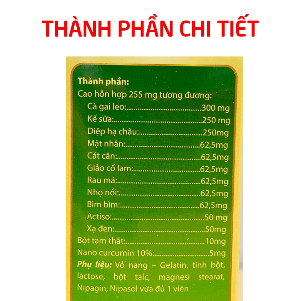 Viên uống bổ gan Cà Gai Leo Tam Thất Xạ Đen (vỉ) mát gan, giải độc gan - 50 viên