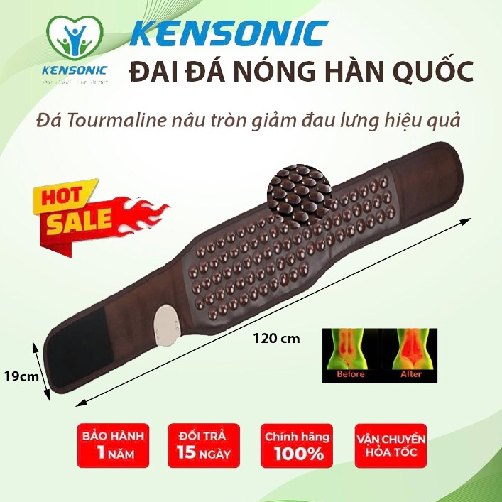 Đai Massage KENSONIC BELT 208 Đá Nóng Tourmaline Hàn Quốc, Giúp Giảm Đau Nhức, Thư Giãn Cơ Thể, KT 19x120cm