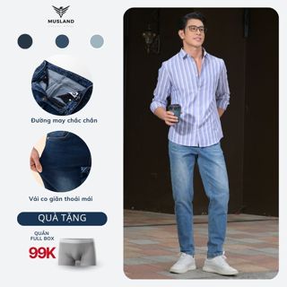 Quần Jeans Nam Cao Cấp MUSLAND Dáng Basic Slim Fit Co Giãn Tốt, Không Bai Xù, Trẻ Trung QJ22007