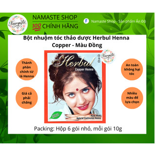 (SẴN 10 MÀU) BỘT NHUỘM TÓC THẢO DƯỢC ẤN ĐỘ - HERBUL HENNA [TẶNG GĂNG TAY + MŨ TRÙM ĐẦU]