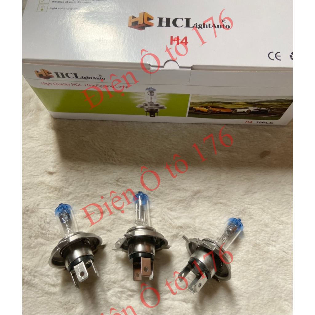 COMBO 10 bóng đèn pha H4, bóng đèn pha ô tô H4-HCL đầu xanh siêu sáng