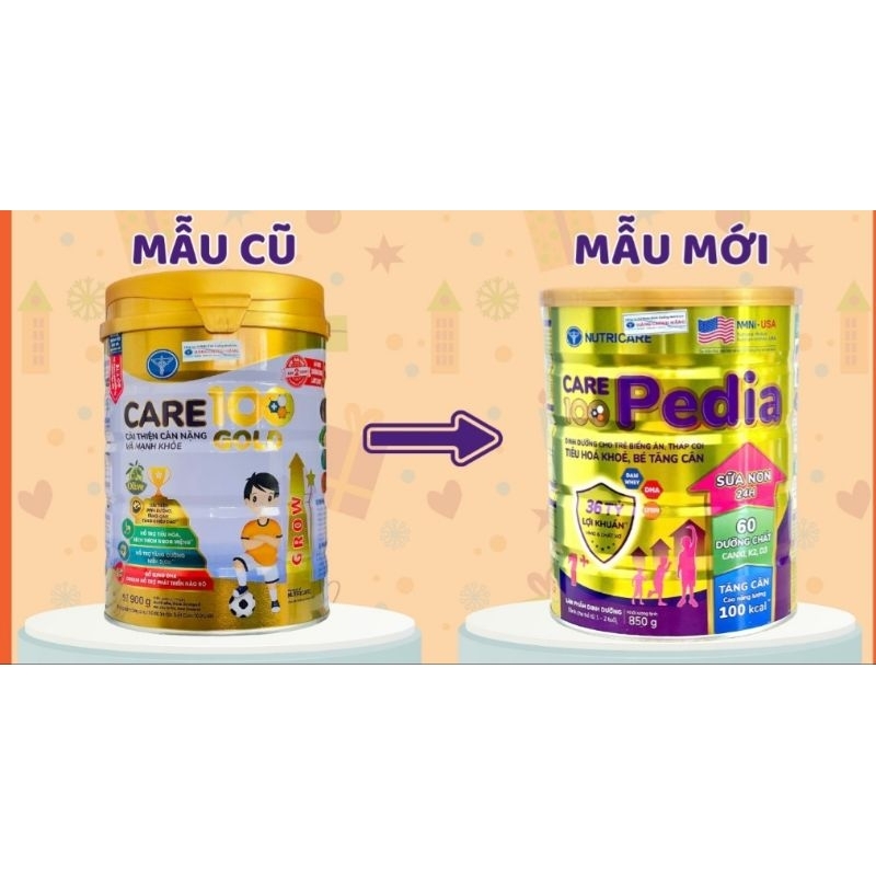 Sữa bột Care 100 Pedia 850g từ 1 tuổi (mẫu mới của Care 100 Gold)