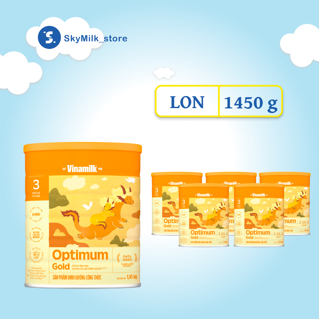 Vinamilk - Sữa bột Vinamilk - Sữa bột Vinamilk Optimum Gold 3 cho trẻ (từ 1-2 tuổi) Hộp thiếc 1450g
