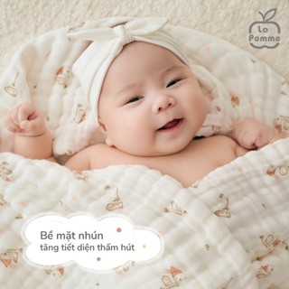  Khăn Đa Năng Xô Muslin 6 Lớp La Pomme Họa Tiết  100x100cm  Mềm Mại Cho Da Bé 