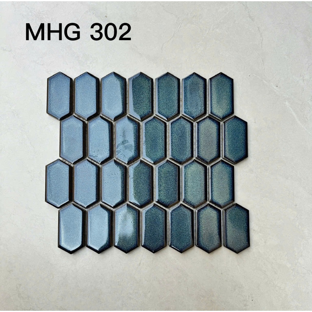 Gạch mosaic gốm sứ màu xanh trang trí ốp nội ngoại thất sẵn kho SG (NEW)