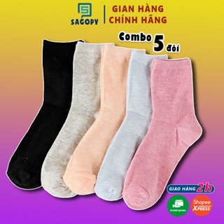Tất vớ nữ cổ cao cute trơn basic phong cách Vintage hàn quốc giống nike chống hôi chân TD02