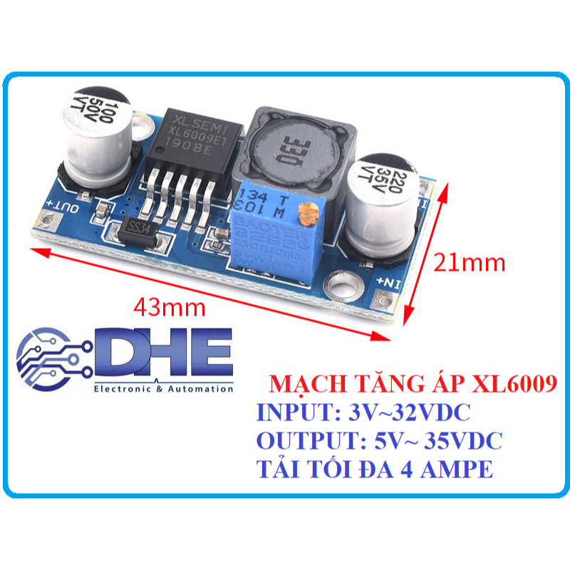 XL6009 MODULE TĂNG ÁP V1 4A (CHỈ CÓ TĂNG ÁP)