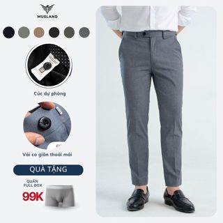 Quần Âu Nam Musland Cao Cấp, Form Smart Crroped Nhẹ Trẻ Trung, Công Sở QA19006
