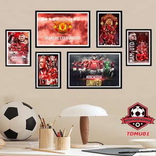 [Manchester United],tranh dán tường bộ 6 bức đội bóng ManchesterUnited, tranh dán không cần khoan.
