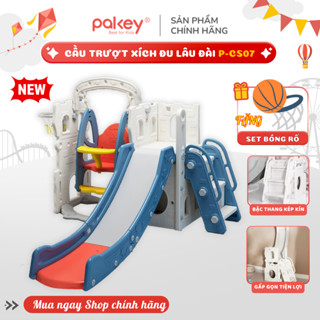 [NEW 2025] Cầu Trượt Xích Đu Cho Bé Cỡ Lớn Máng Trượt Dài 2 Mét, Bậc Thang Khép Kín An Toàn Tặng Kèm Set Bóng Rổ