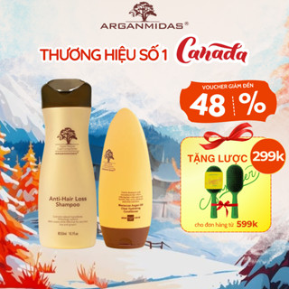 Combo dầu gội ngừa rụng tóc, hỗ trợ dày tóc, kích thích mọc tóc (300ml) và dầu xả siêu dưỡng ẩm (200ml) - Arganmidas