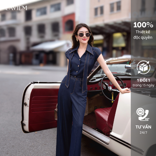 LAVIEM - Quần suông ống rộng- Denim Pant