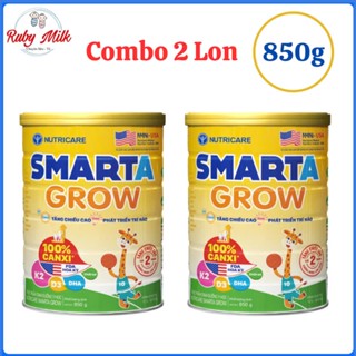 Combo 2 Lon Sữa Bột Smarta Grow Lon 850g Phát Triển Chiều Cao Cho Bé 1-10 Tuổi