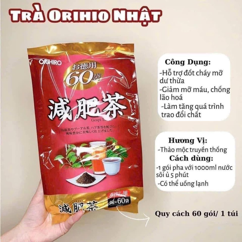 Trà Giảm Mỡ Bụng Nhật Bản Genpi Tea 60 gói, trà hỗ trợ giảm cân