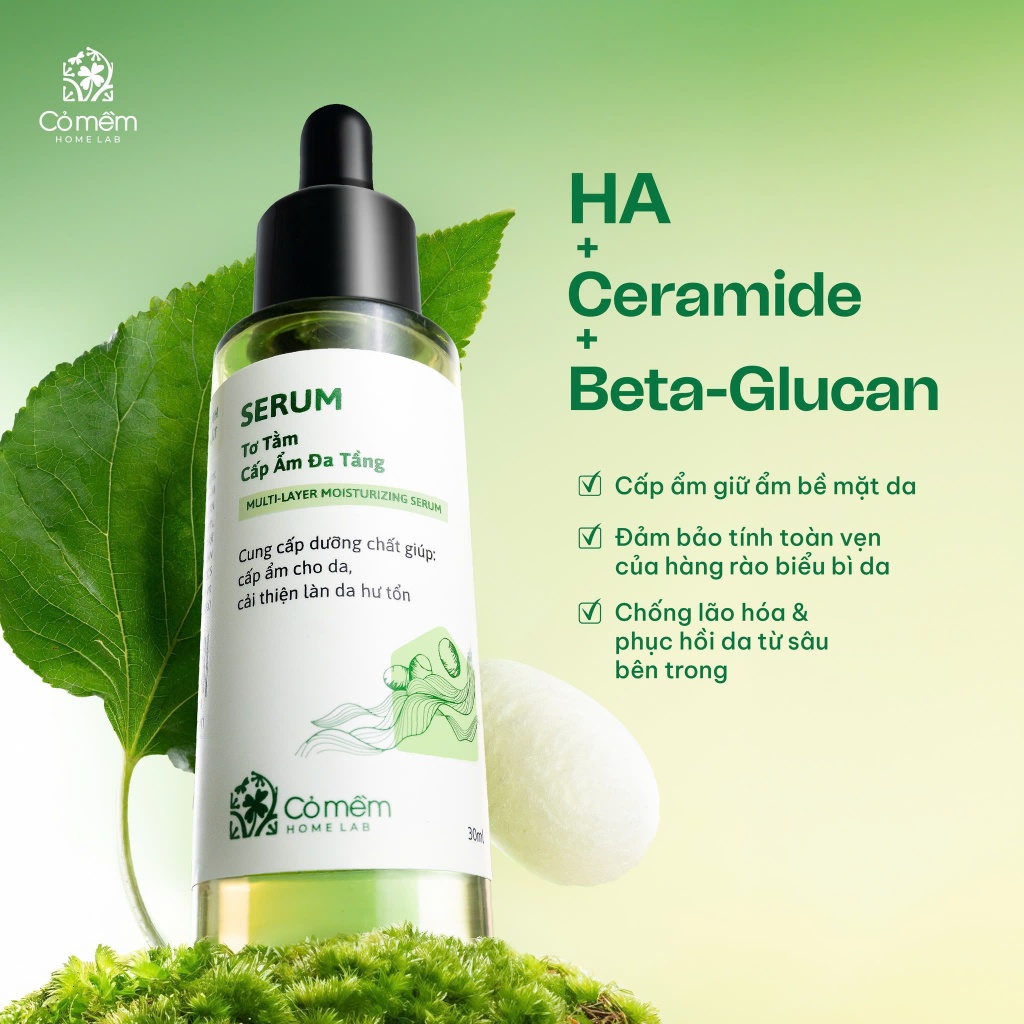 Bộ Chăm Sóc Da Khô Cấp Ẩm Serum Kem Dưỡng Tơ Tằm Dưỡng Mềm Căng Mịn Cỏ Mềm