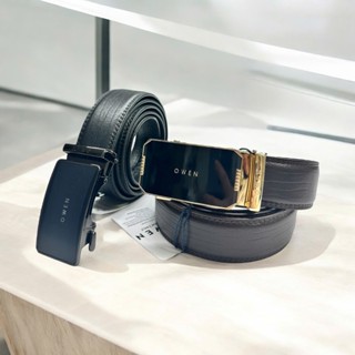 Thắt lưng nam OWEN da bò thật cao cấp, mặt khóa trượt, may hai bên (giá mác 650k)