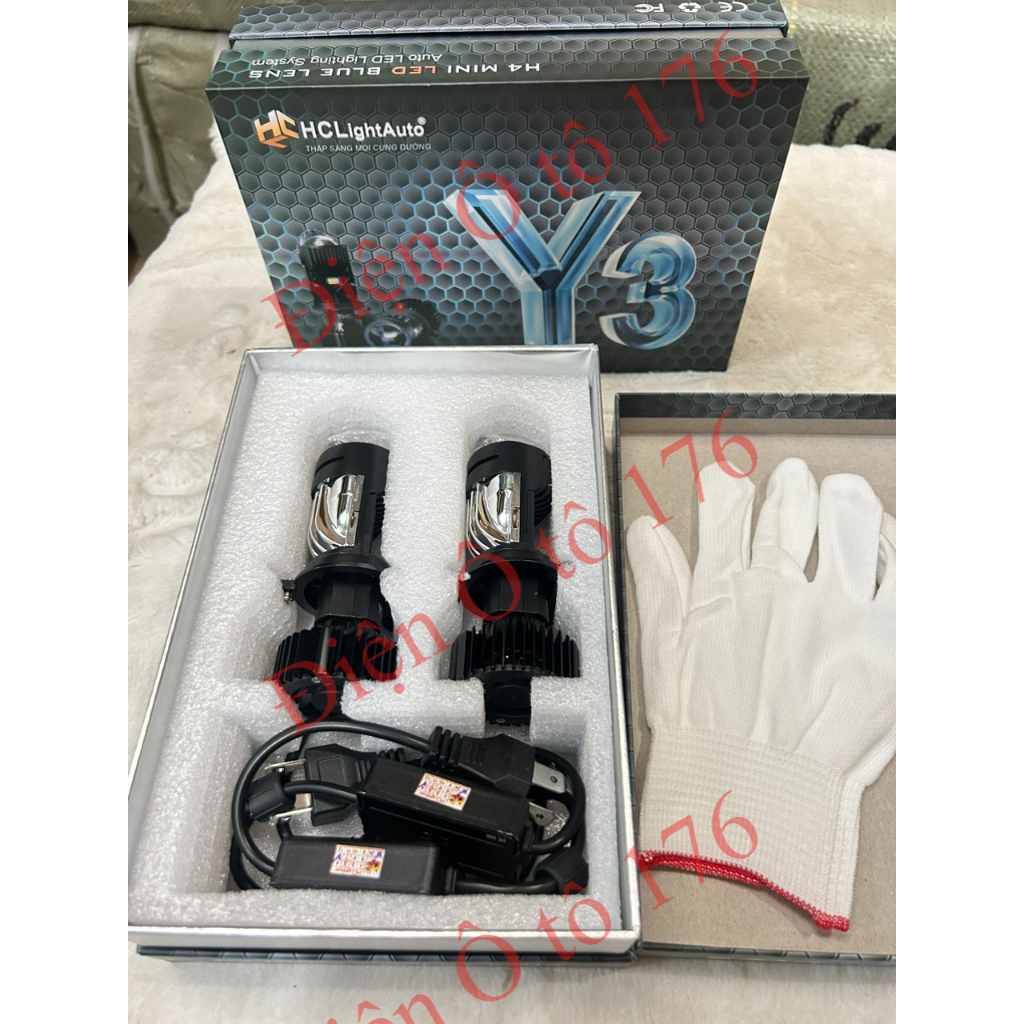 Đôi bóng đèn led bi mini mắt ếch Y3-HCL chân H4, bóng đèn pha ô tô, xe máy