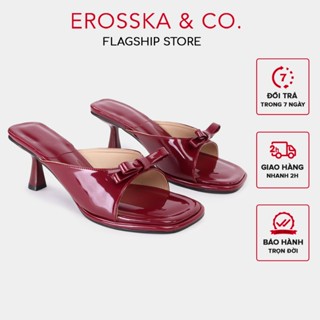 Erosska - Guốc cao gót nữ đính nơ thời trang thiết kế đơn giản màu đỏ cao 6cm - EM126